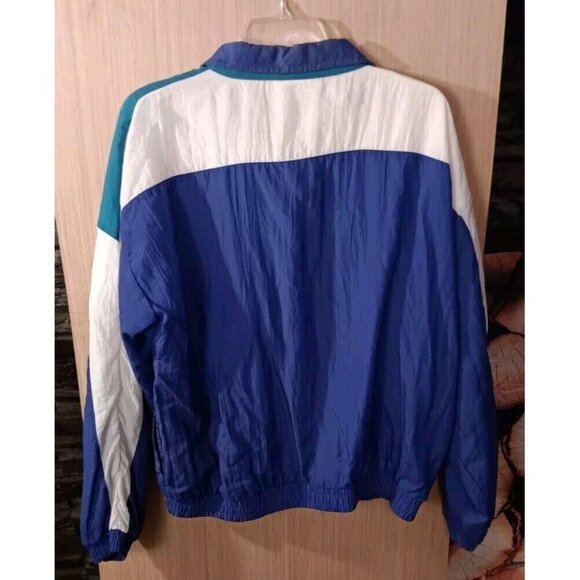 Vintage Reebok Jacket Large Purple White Green Windbreaker Embroidered Logo * - Picture 4 of 7
